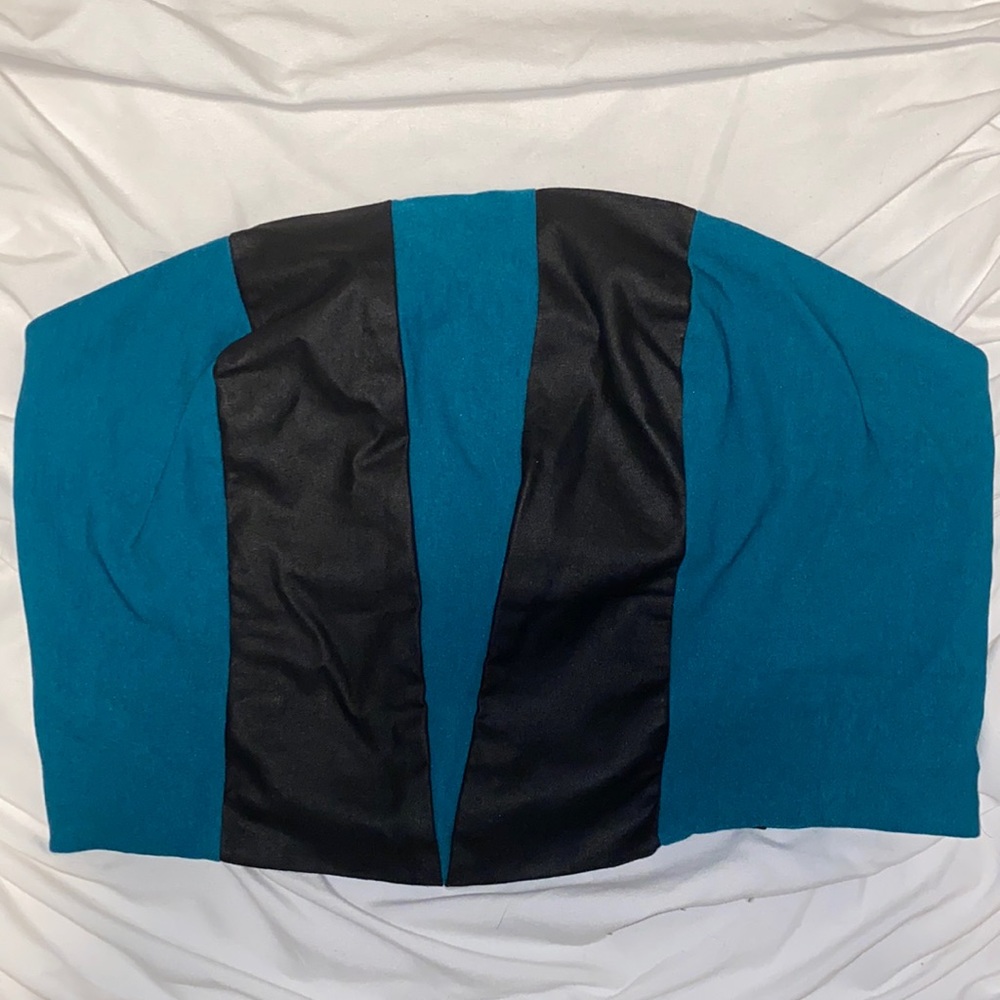 Teal/Black Cropped Tube Top